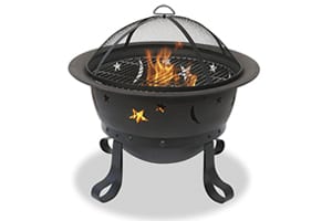 Oil Rubbed Bronze Wood Burning Outdoor Fire Pit with Stars And Moons