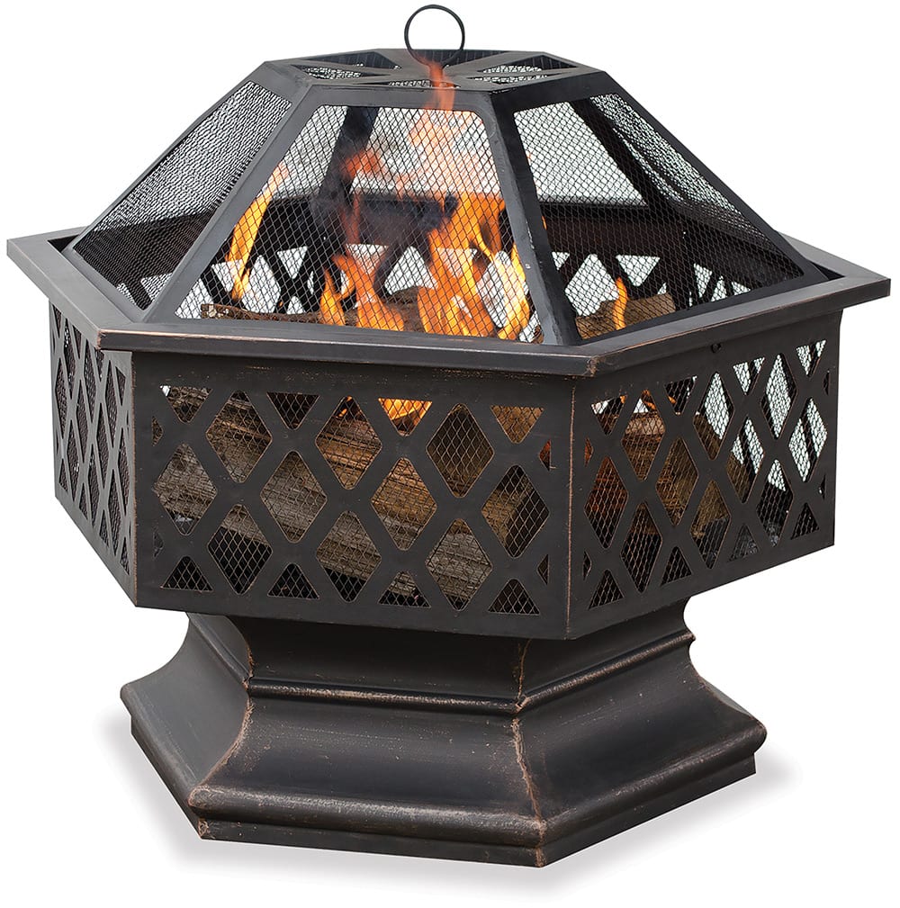 Oil Rubbed Bronze Wood Burning Outdoor Fire Pit with Lattice Design -  Endless Summer