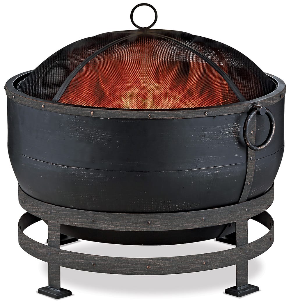 Oil Rubbed Bronze Wood Burning Outdoor Fire Pit With Kettle Design Endless Summer